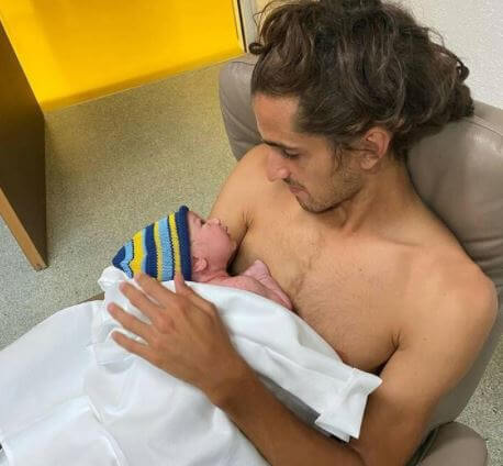 Julia Lang's fiancé, Pierre-Hugues Herbert, with their son, Harper.